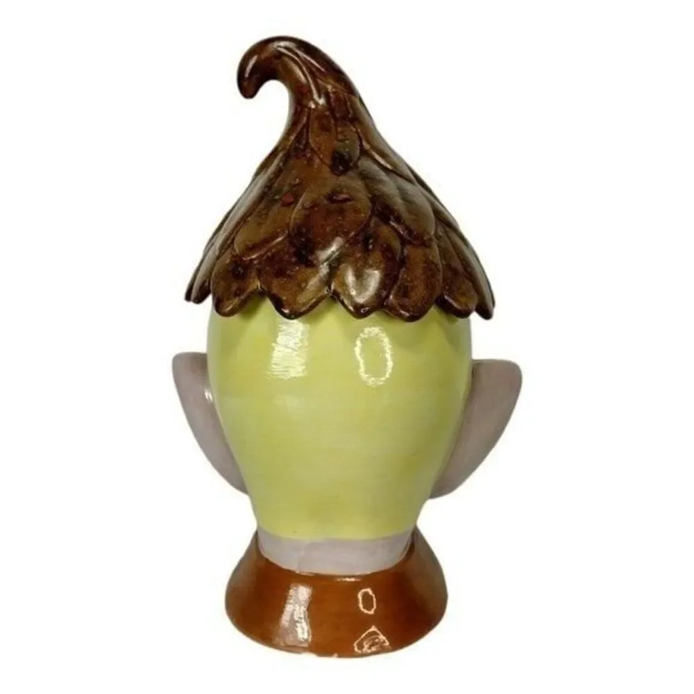 Vintage 70s Kitsch Ceramic Elf Cookie Jar Pixie Canister Storage Container
